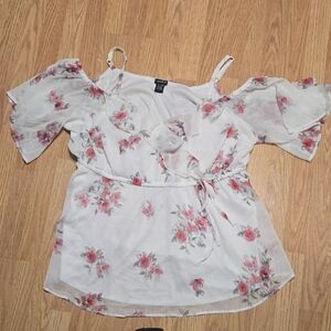Torrid White Floral Blouse